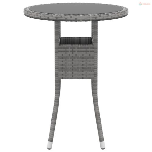 3 részes szürke polyrattan kerti étkezőgarnitúra