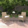 3 részes bézs kerti polyrattan étkezőgarnitúra