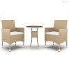 3 részes bézs kerti polyrattan étkezőgarnitúra