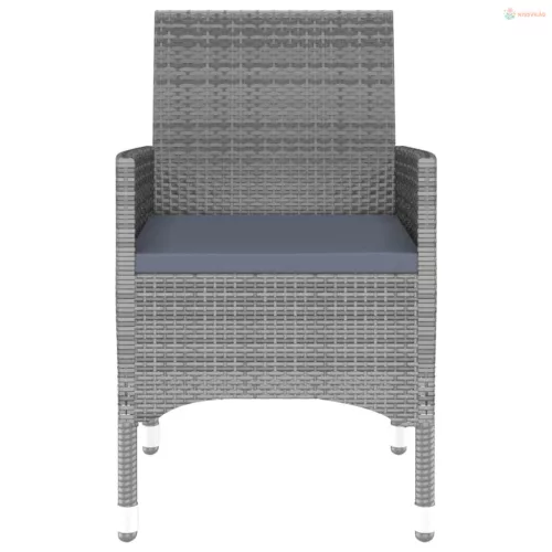 3 részes szürke polyrattan kerti étkezőgarnitúra