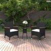 3 részes fekete polyrattan kerti étkezőgarnitúra