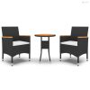 3 részes fekete polyrattan kerti étkezőgarnitúra