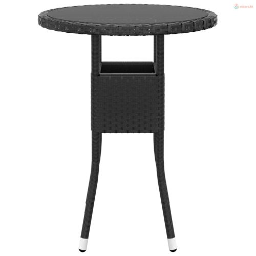 3 részes fekete polyrattan kerti étkezőgarnitúra