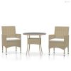 3 részes bézs kerti polyrattan étkezőgarnitúra