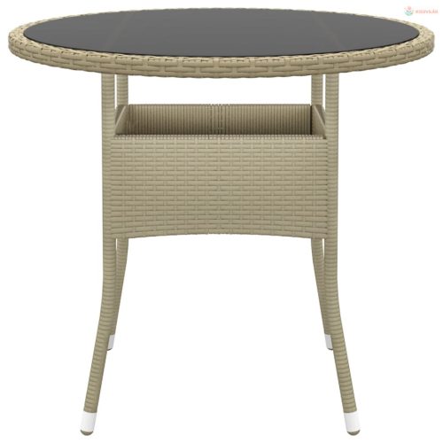 3 részes bézs kerti polyrattan étkezőgarnitúra