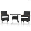 3 részes fekete polyrattan kerti étkezőgarnitúra