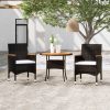 3 részes fekete polyrattan kerti étkezőgarnitúra