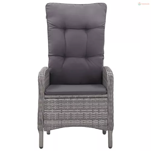 3 részes szürke polyrattan és üveg kerti bisztrószett