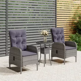 3 részes szürke polyrattan kerti bisztrószett