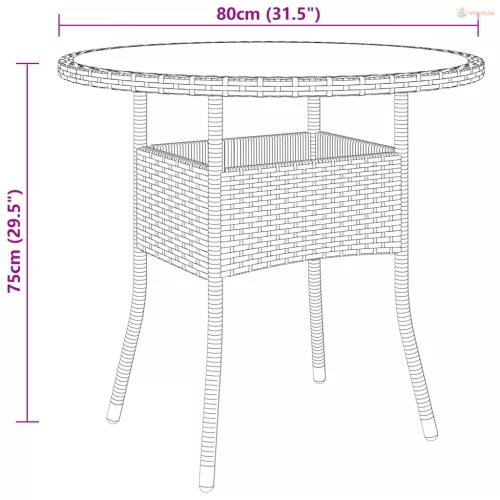 3 részes fekete polyrattan kerti bisztrószett