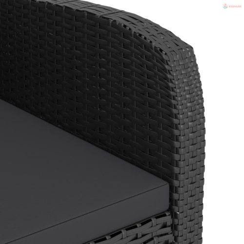 7 részes fekete polyrattan kültéri étkezőszett párnákkal