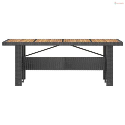 7 részes fekete polyrattan kültéri étkezőszett párnákkal