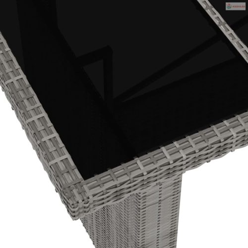 11 részes szürke polyrattan kültéri étkezőszett párnákkal