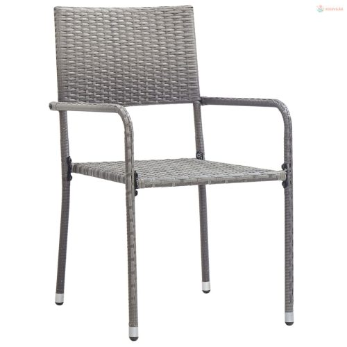 3 részes antracit-szürke színű polyrattan kerti étkezőgarnitúra