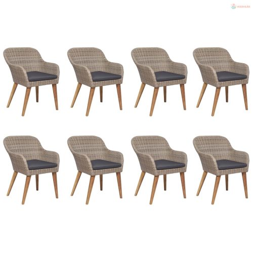 9 részes barna kültéri polyrattan étkezőgarnitúra