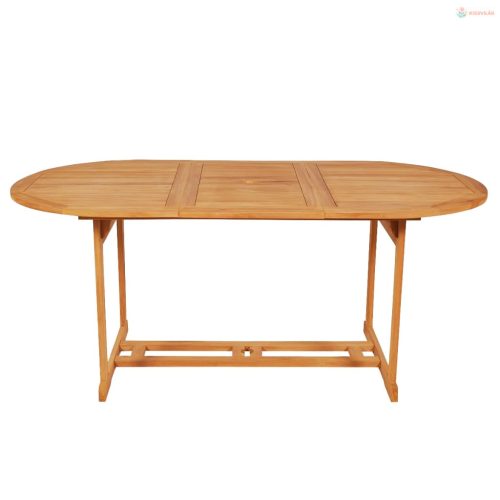 7 részes tömör tíkfa kerti étkezőgarnitúra szürke párnákkal