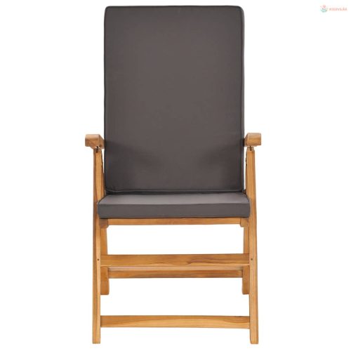 7 részes tömör tíkfa kerti étkezőgarnitúra szürke párnákkal