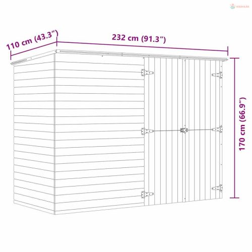 Impregnált fenyőfa kerti kerékpártároló 232 x 110 x 170 cm