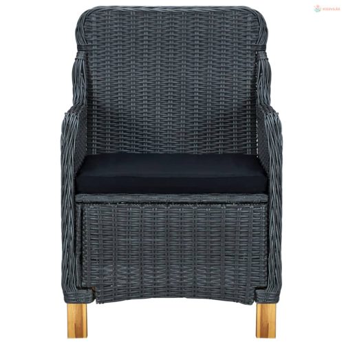 7 részes sötétszürke polyrattan kültéri étkezőszett párnákkal