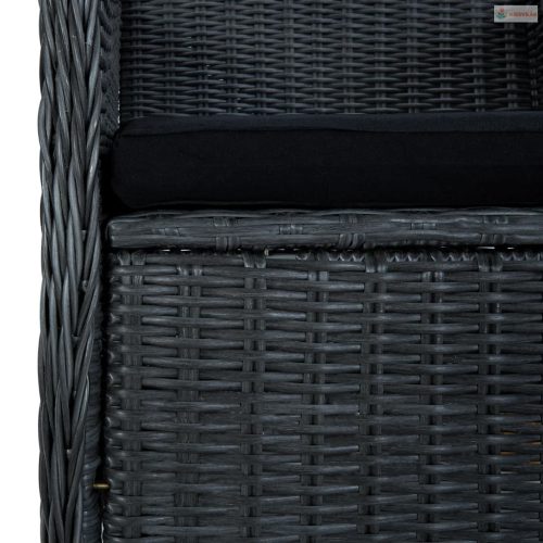 7 részes sötétszürke polyrattan kültéri étkezőszett párnákkal