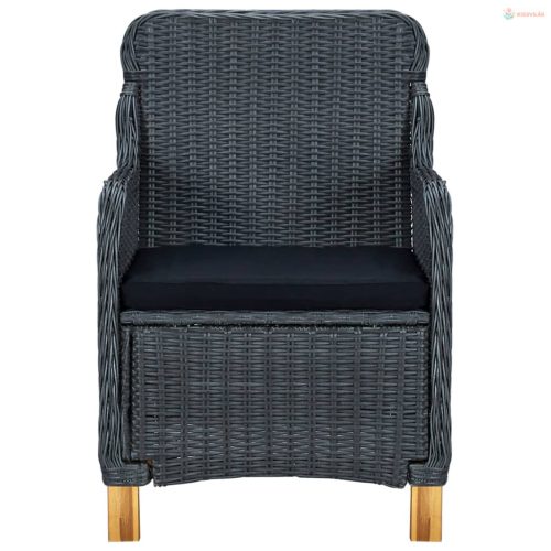 7 részes sötétszürke polyrattan kültéri étkezőszett párnákkal