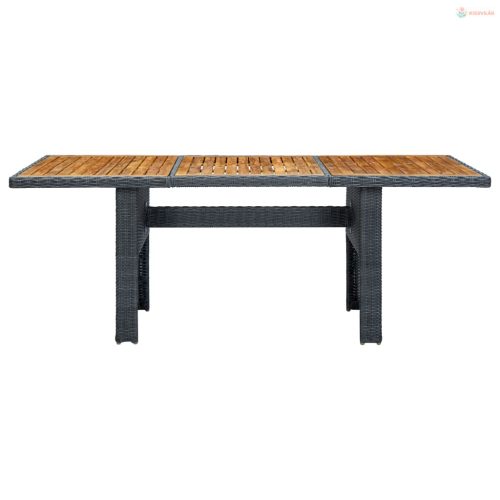 7 részes sötétszürke polyrattan kültéri étkezőszett párnákkal