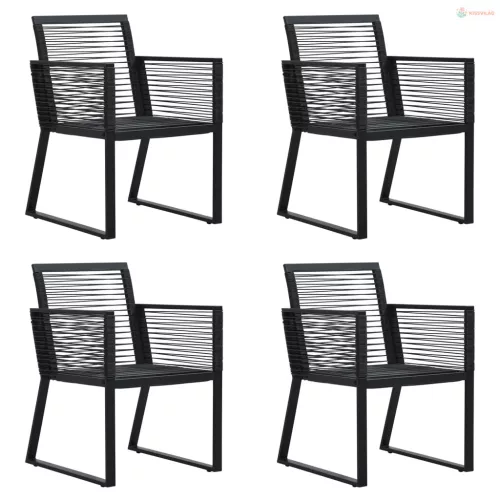 5 részes fekete PVC rattan kültéri étkezőgarnitúra