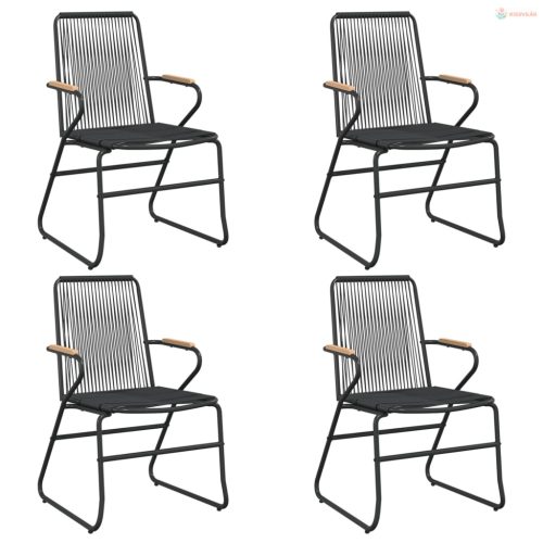 5 részes fekete PVC rattan kerti étkezőgarnitúra