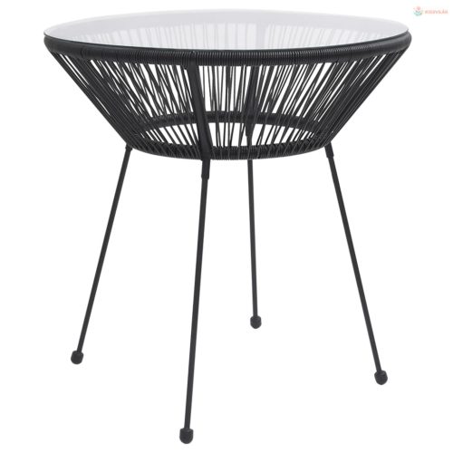 3 részes fekete PVC rattan kültéri étkezőgarnitúra