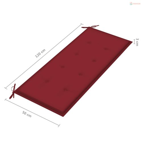 2 személyes tömör eukaliptuszfa kerti pad párnával 120 cm