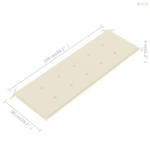 3 személyes tömör eukaliptuszfa kerti pad párnával 150 cm