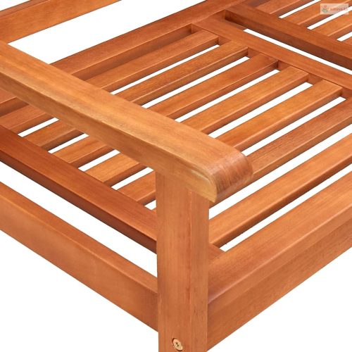 3 személyes tömör eukaliptuszfa kerti pad párnával 150 cm