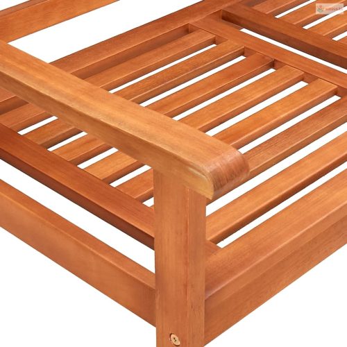 3 személyes tömör eukaliptuszfa kerti pad párnával 150 cm