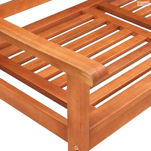 3 személyes tömör eukaliptuszfa kerti pad párnával 150 cm