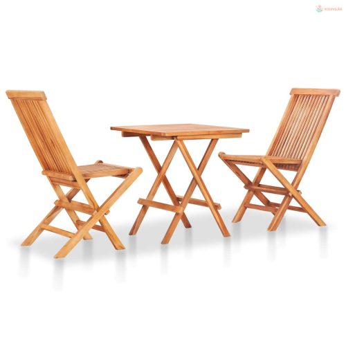 3 részes tömör tíkfa bisztrószett krémszínű párnákkal