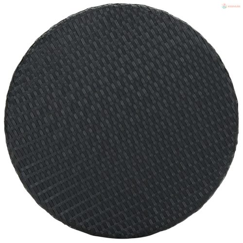 3 részes fekete polyrattan kültéri bárszett párnákkal