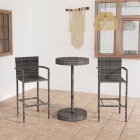 3 részes szürke polyrattan kerti bárszett