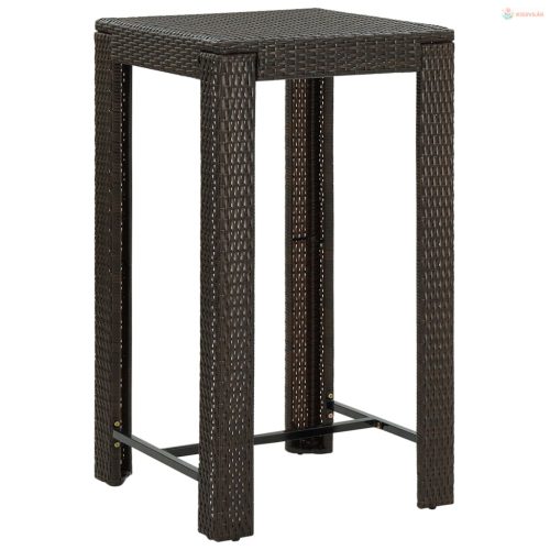 5 részes barna polyrattan kerti bárszett párnákkal