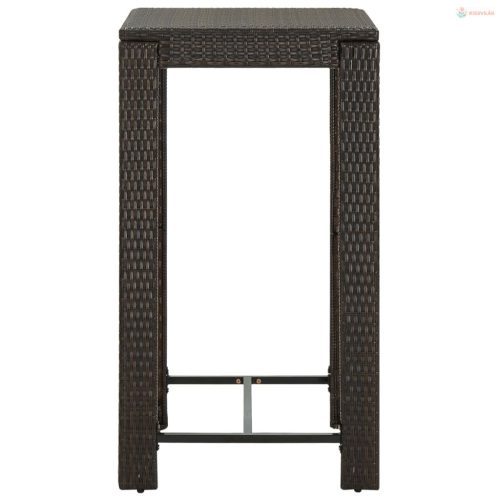 5 részes barna polyrattan kerti bárszett párnákkal