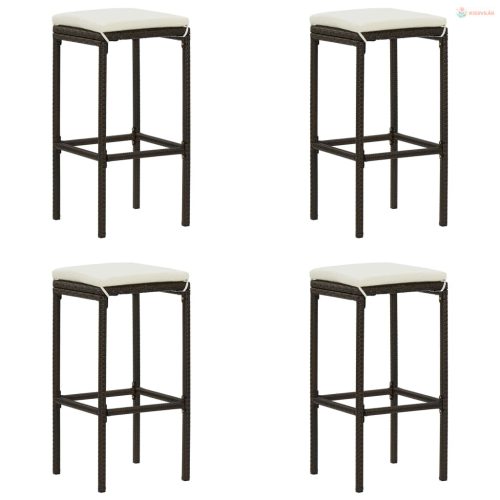 5 részes barna polyrattan kerti bárszett párnákkal