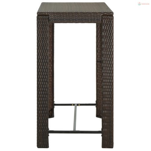 5 részes barna polyrattan kerti bárszett párnákkal