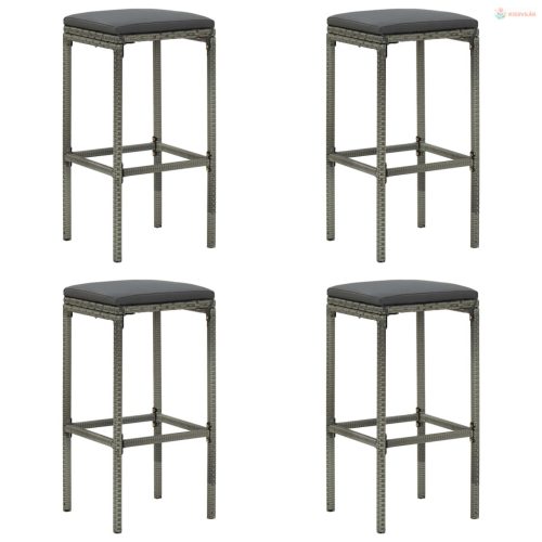 5 részes szürke polyrattan kerti bárszett párnákkal