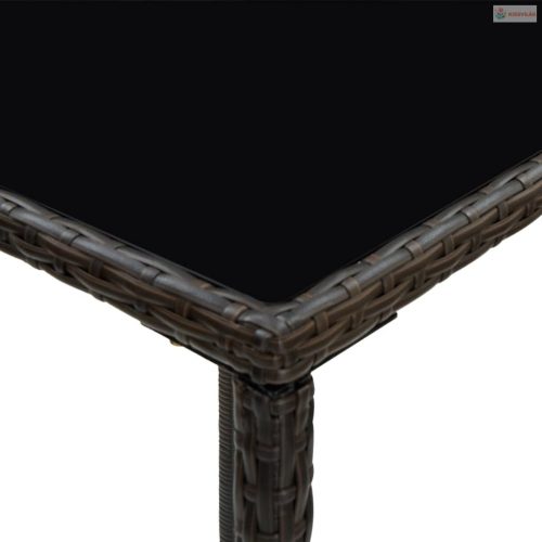 3 részes barna polyrattan kerti bárszett párnákkal