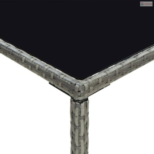 3 részes szürke polyrattan kerti bárszett párnákkal