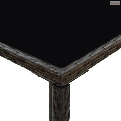 5 darabos barna polyrattan kerti bárszett párnákkal