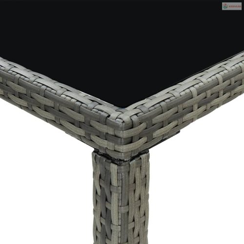 9 részes szürke polyrattan kerti bárszett párnákkal