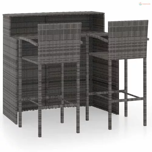 3 részes szürke kerti bárszett