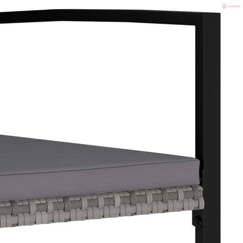 3 részes szürke polyrattan kerti étkezőgarnitúra