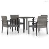 5 részes szürke polyrattan kerti étkezőgarnitúra