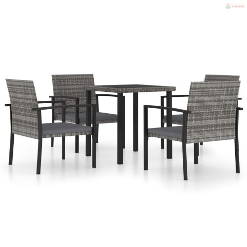5 részes szürke polyrattan kerti étkezőgarnitúra
